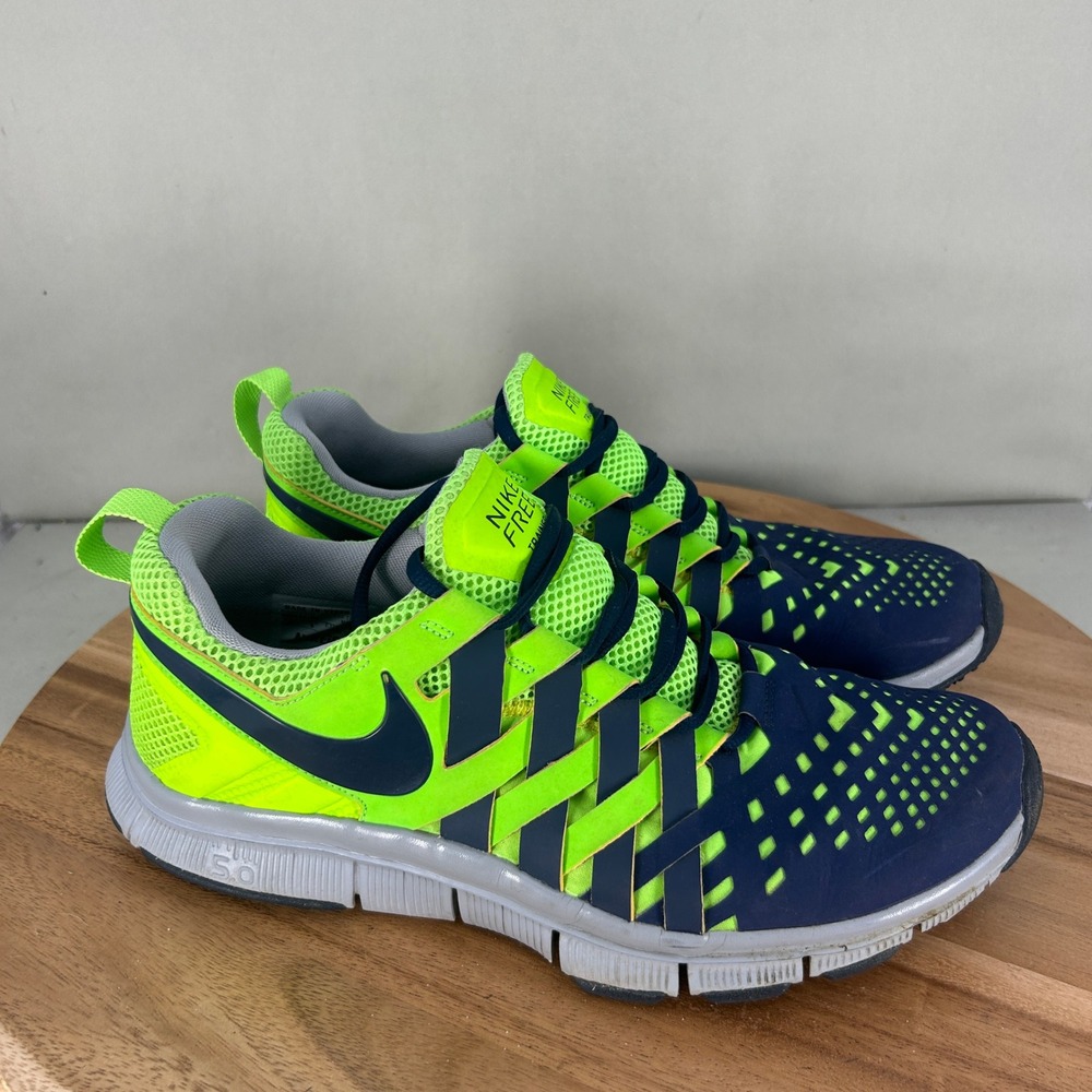 Nike Free Trainer 5.0 Seattle Mens 10 Running Shoes Volt Navy Blue 615648-991